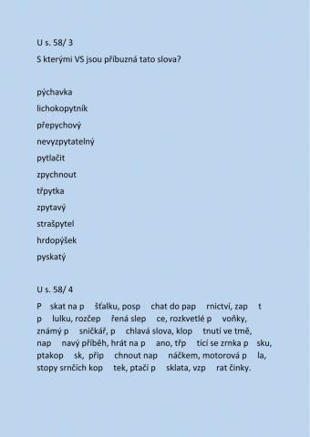 VS a slova příbuzná po P