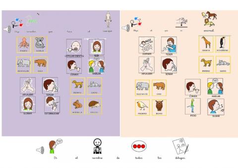 Clasifica vocabulario SONIDOS CUERPO-ANIMALES