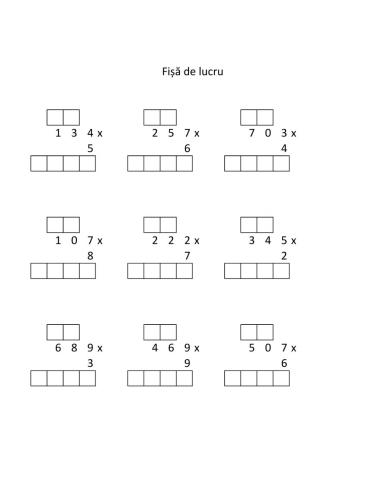 Inmulțirea cu un număr scris cu o cifră