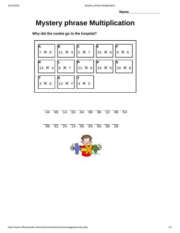 Mystery phrase Multiplication