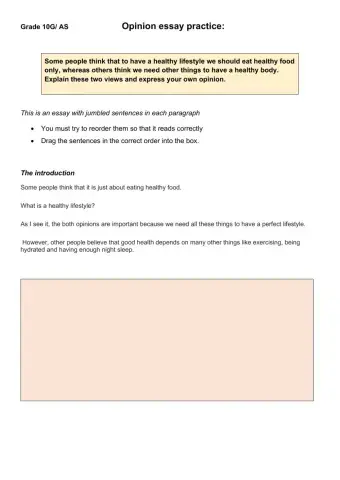 Healthy lifestyle writing practice