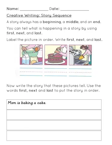 Sequencing a Story Worksheet