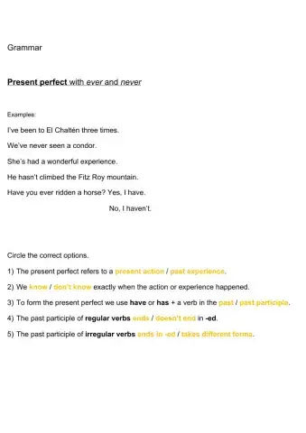 Present Perfect grammar