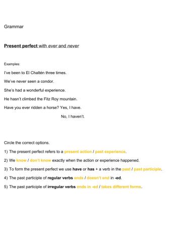 Present Perfect grammar