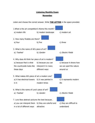 Listening Exam 6th November