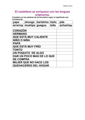 Palabras de lenguas ancestrales