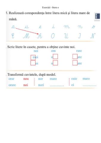 Litera o. Exerciții