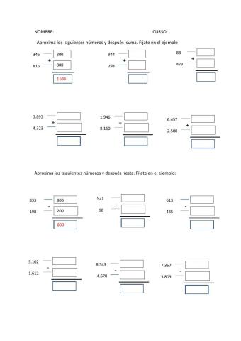 Estimación de sumas y restas