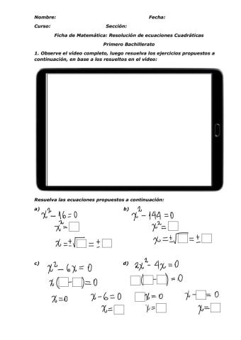 Resolución de ecuaciones Cuadráticas