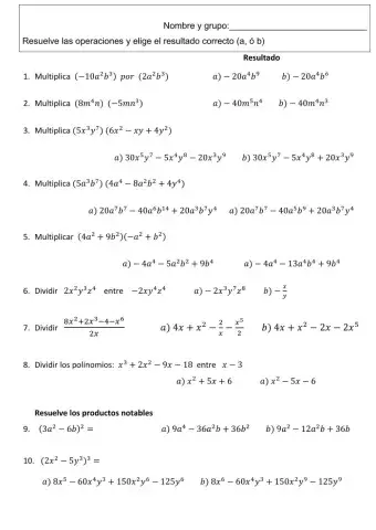 Multiplicación,div,prod. notables