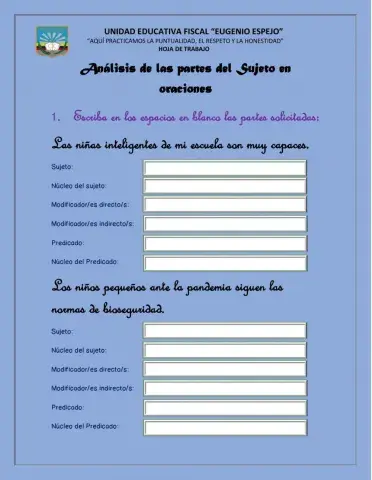 La Oración y Modificadores del Sujeto