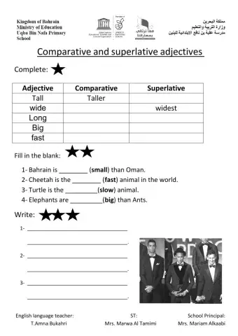 Comparative and Superlative adjectives