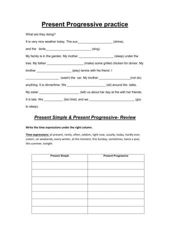 Present Simple and Progressive