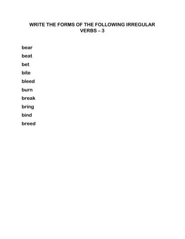 Flash test - Irregular verbs 3