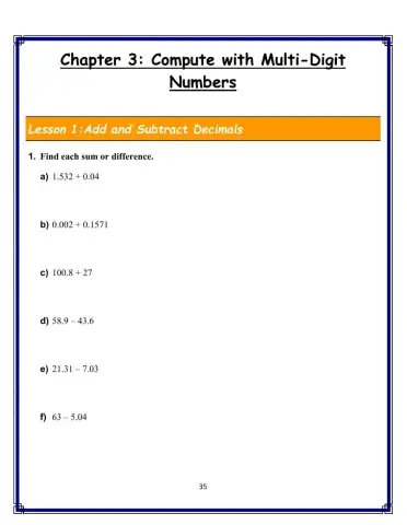 Adding and subtracting decimals