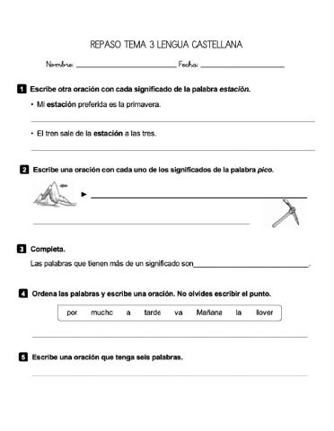 Repaso tema 3 castellano