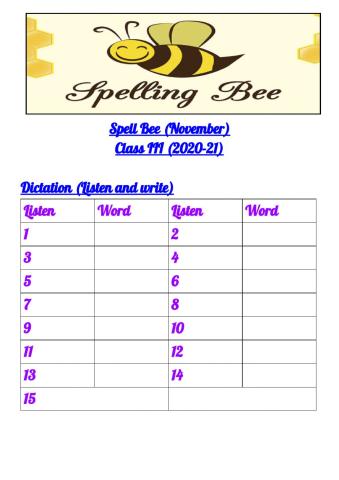 Spell Bee (November)