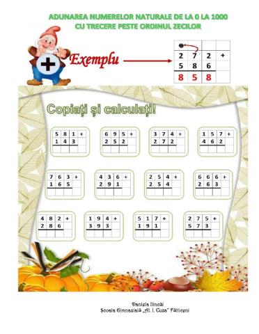 Adunarea cu trecere peste ordinul zecilor