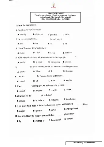 Lớp 6 - KT 15' Unit 10,11,12