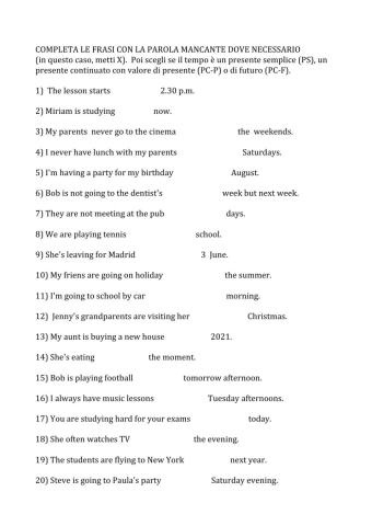 Time Expression with Present Simple and Present Continuous