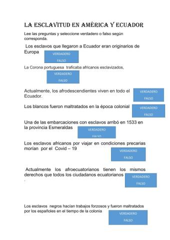 La esclavitud en América y Ecuador
