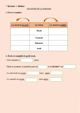 Les jours de la semaine