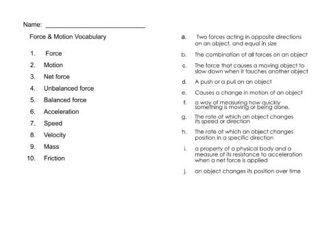Force & Motion Vocabulary