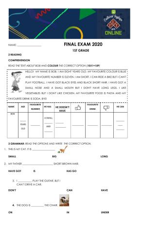 Mock 1 final exam 1st grade