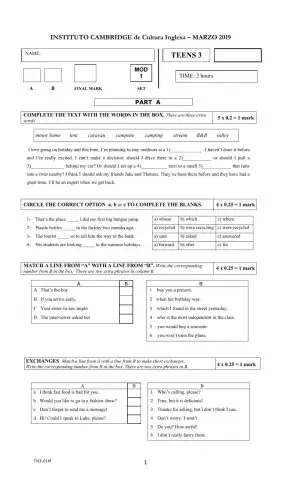 TEENS 3 -Exam 1-