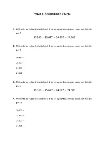 Ejercicios de divisibilidad y mcm