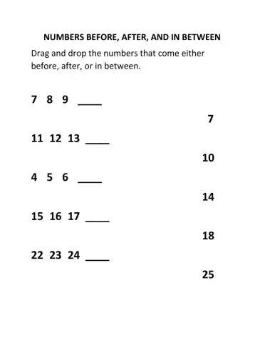 Numbers - Before, After, & In Between