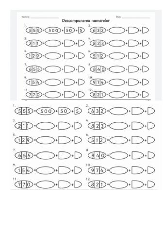 Descompunerea numerelor naturale 0-1000