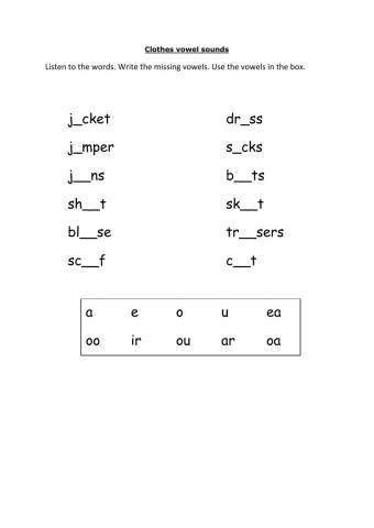 Clothes vowel sounds