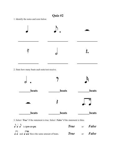 Note Values Quiz 2