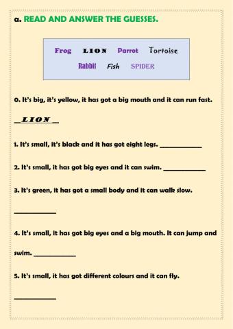 Answer the guesses-Number the pictures