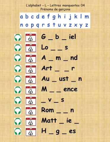 Alphabet - L - Lettre manquante 04