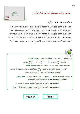 תחום הגדרה שברים אלגבריים