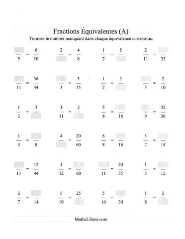 Fractions équivalentes