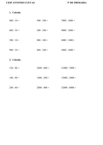 División con ceros en el divisor