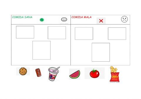Comida sana y comida no sana
