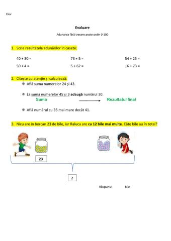 Adunarea 0-100 fara trecere peste ordin