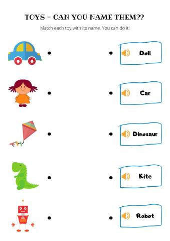 Listen and match. Toys