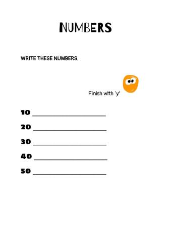 Numbers 10-50