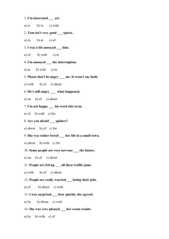 Prepositions with adjectives