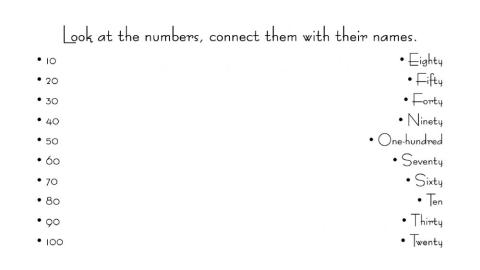 Matching numbers in tens