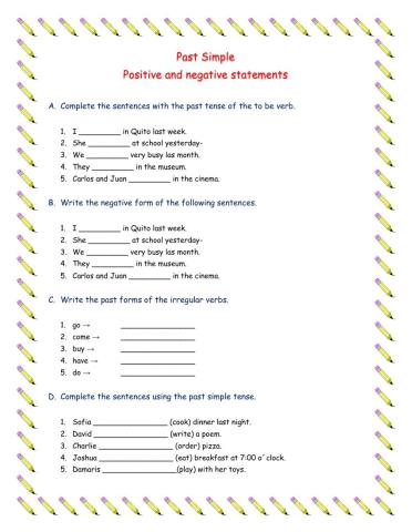 Past Simple negative and postive sentences