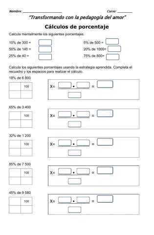 Cálculo de porcentaje