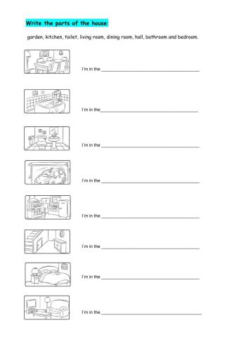 Write the parts of the house