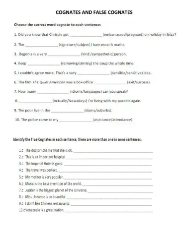 Cognates and false cognates