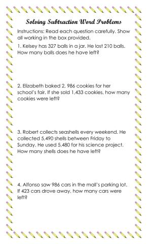 Solving Subtraction Word Problems